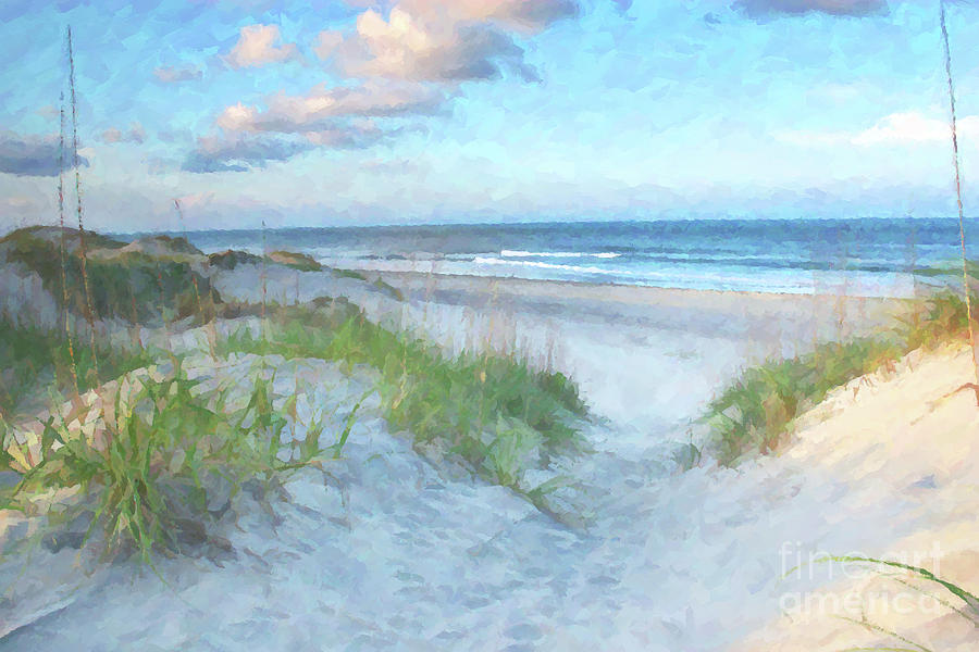 900x600 On The Beach Watercolor Digital Art By Randy Steele