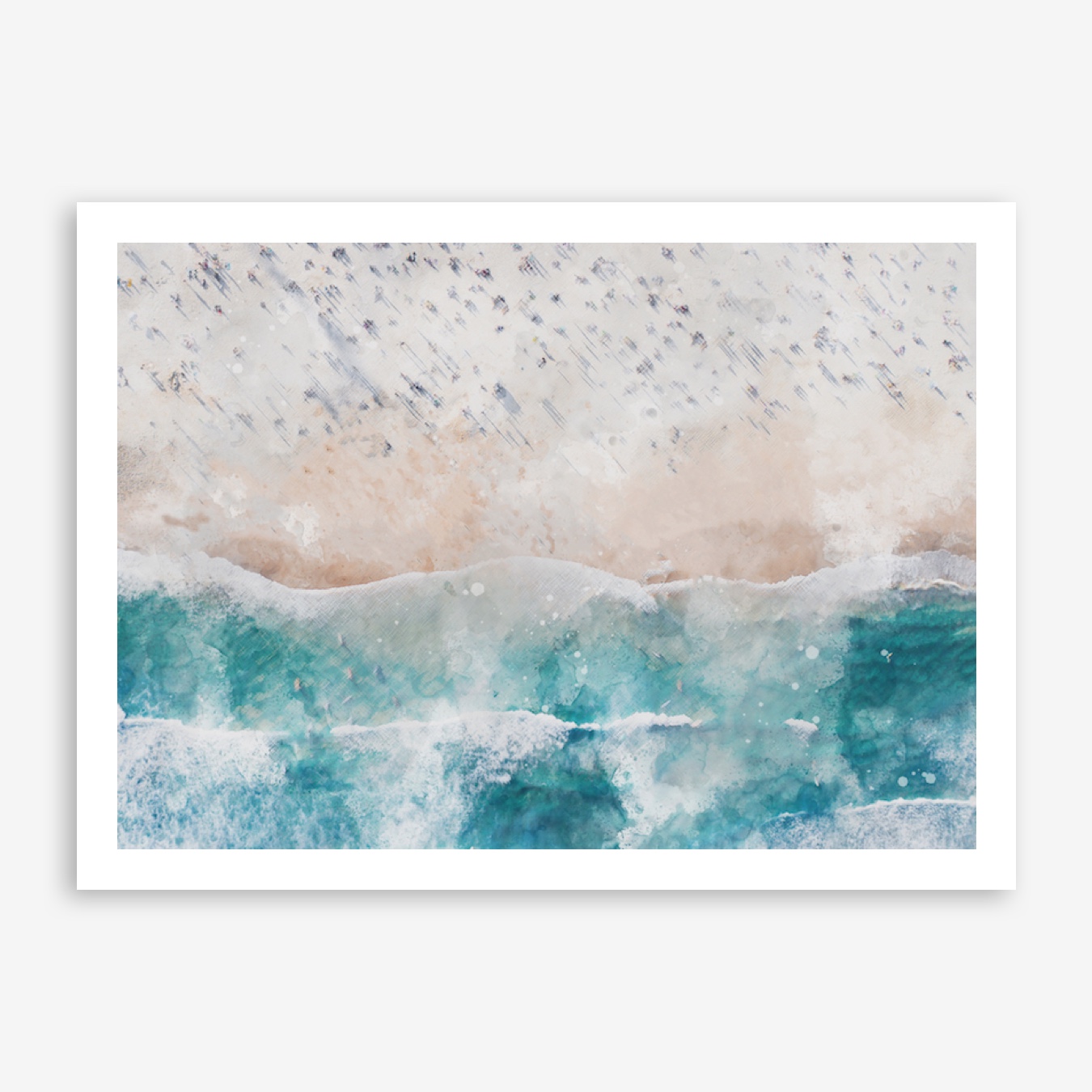 1350x1350 Aerial Beach View Watercolour I By Pretty In Print