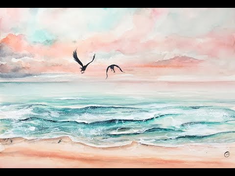 480x360 Pink Beach In Watercolors Painting Tutorial
