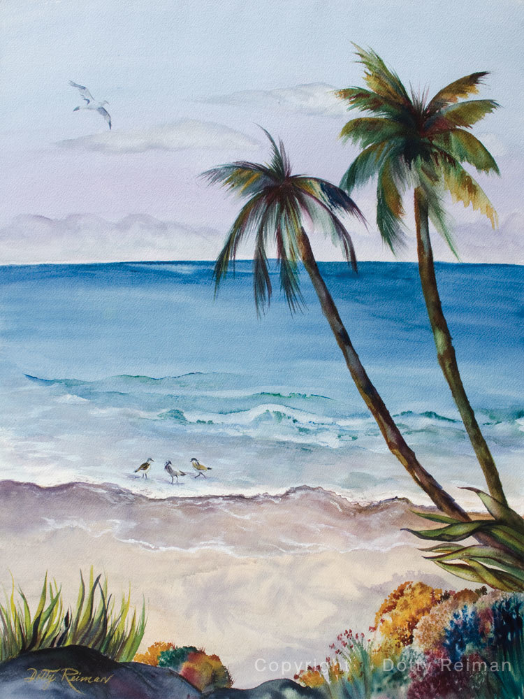 750x1000 Watercolor Beach Painting Weekend Getaway By Dotty Reiman