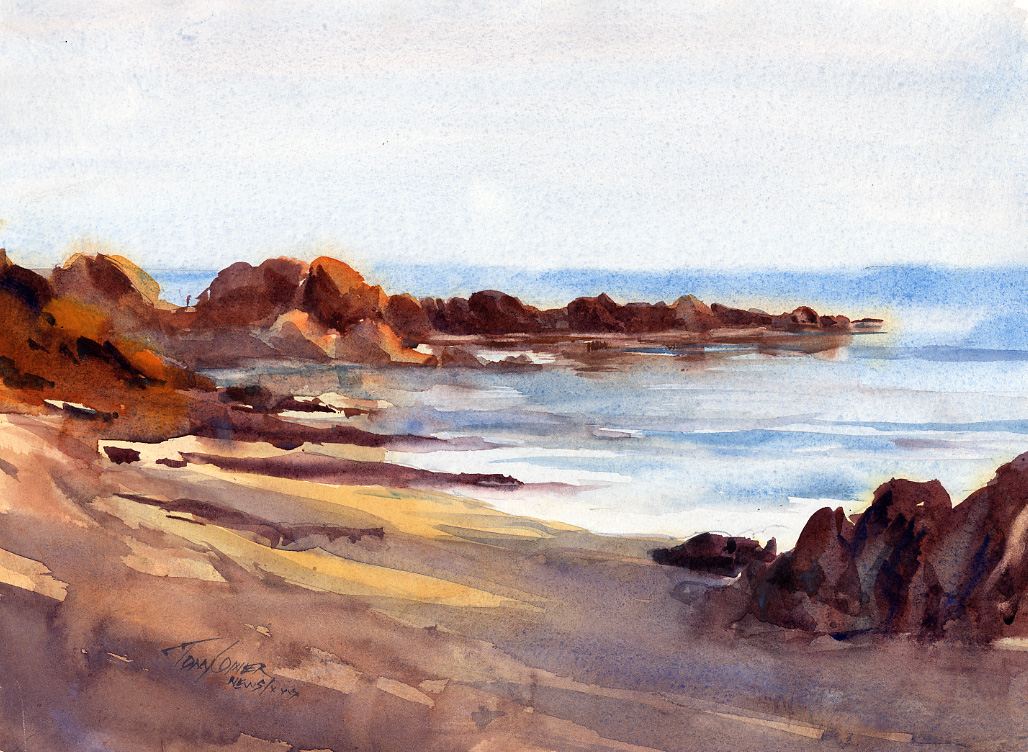 1028x752 Beach Original Watercolor Seascape Vermont Watercolor