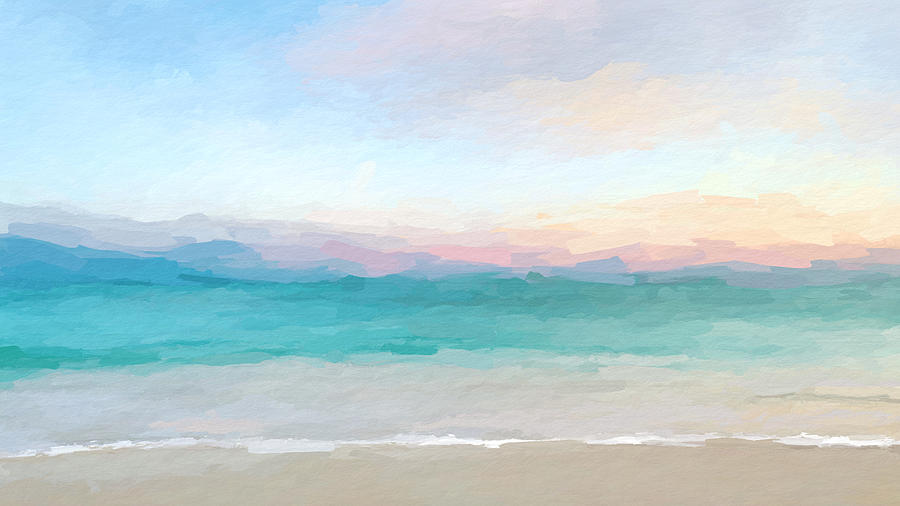 900x506 Beach Watercolor Sunrise Digital Art By Anthony Fishburne