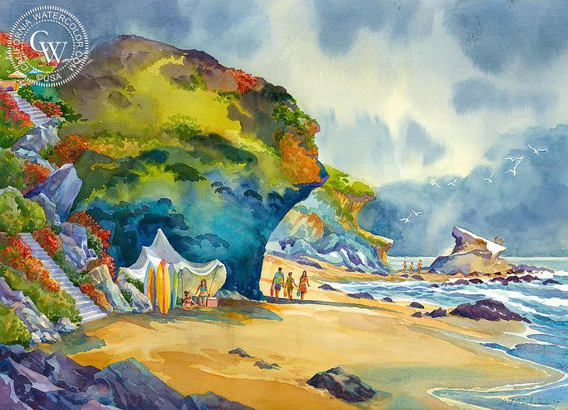 800x578 Laguna Beach, Ca, A California Watercolor Painting By Sid Bingham