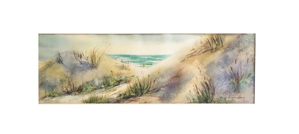 1000x448 Margo Terzian Lang Original Watercolor Beach Painting Signed
