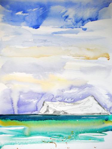 375x498 Original Impressionism Beach Watercolor Paintings For Sale