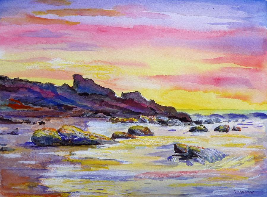 900x662 Sunset Beach Painting By Saga Sabin