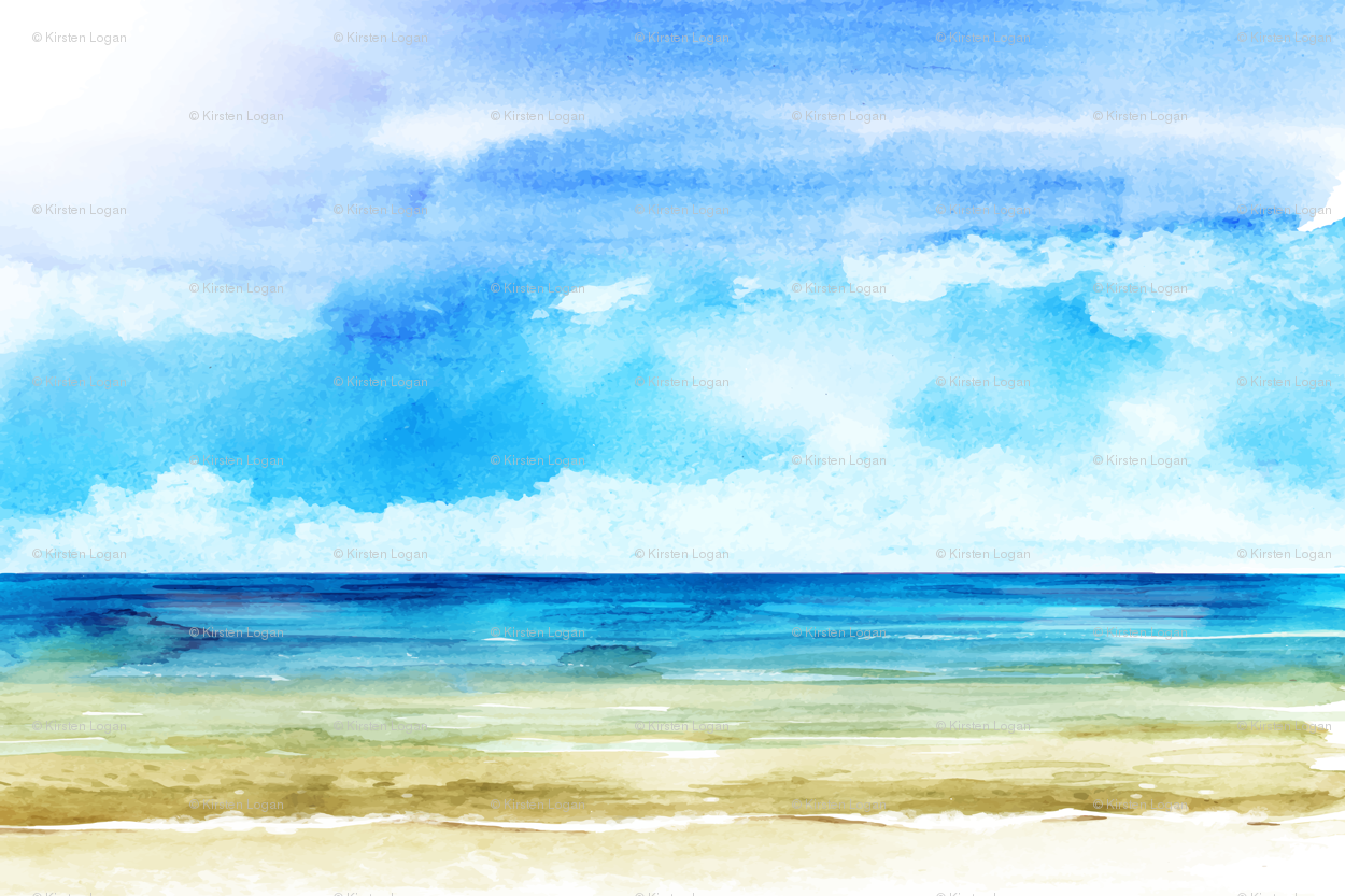 1250x833 Watercolor Beach Ocean Summer Sky Wallpaper