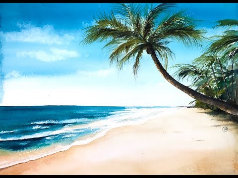480x360 White Beach In Watercolors Painting Demonstration