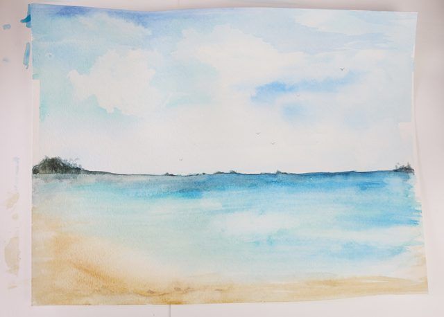 640x458 How To Paint A Beach Scene Beach Landscape, Watercolor And