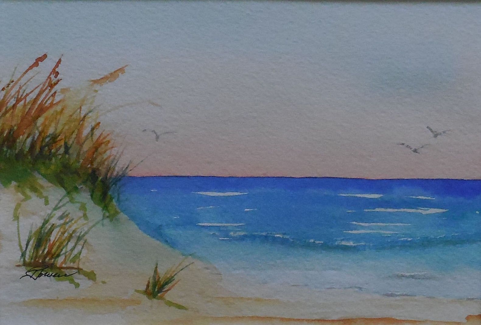 1580x1066 Original Watercolor Painting Of A Beach Scene On Professional Cold