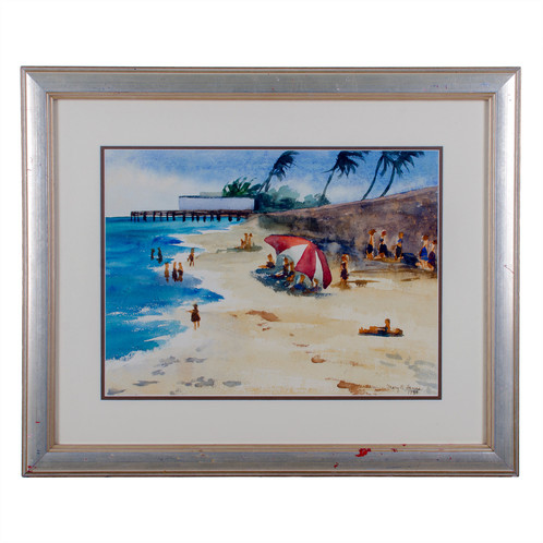 498x498 Watercolor Beach Scene, 1949