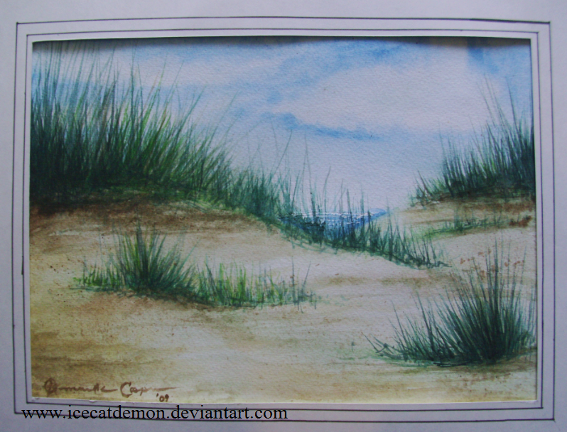798x608 Watercolor Beach Scene By Icecatdemon