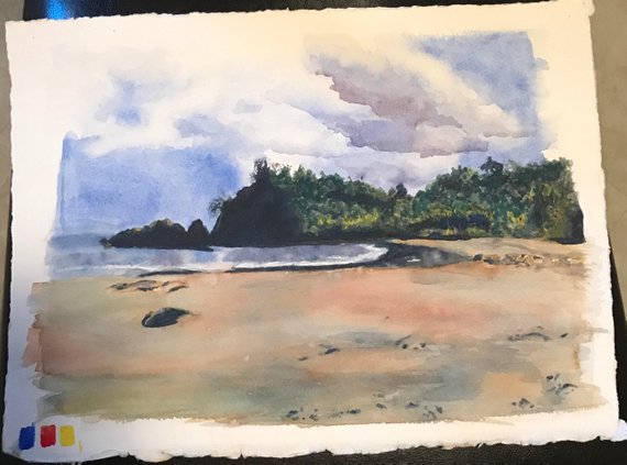 570x423 Watercolor Beach Scene