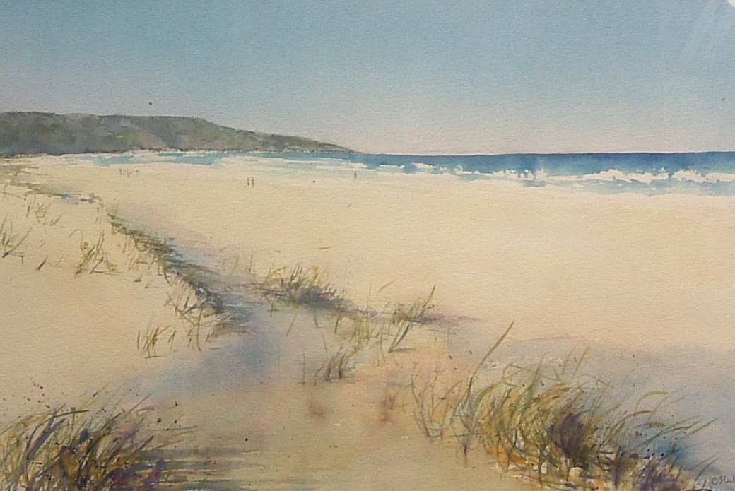 1040x695 Beach Scene Painting Luxury The Pass Watercolour Painting Art