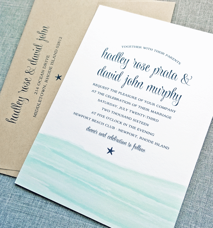 680x729 Hadley Aqua Watercolor Beach Wedding Invitation By Cricket