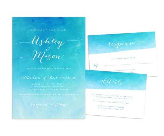 570x474 Watercolor Beach Wedding Invitation Printable Wedding Etsy
