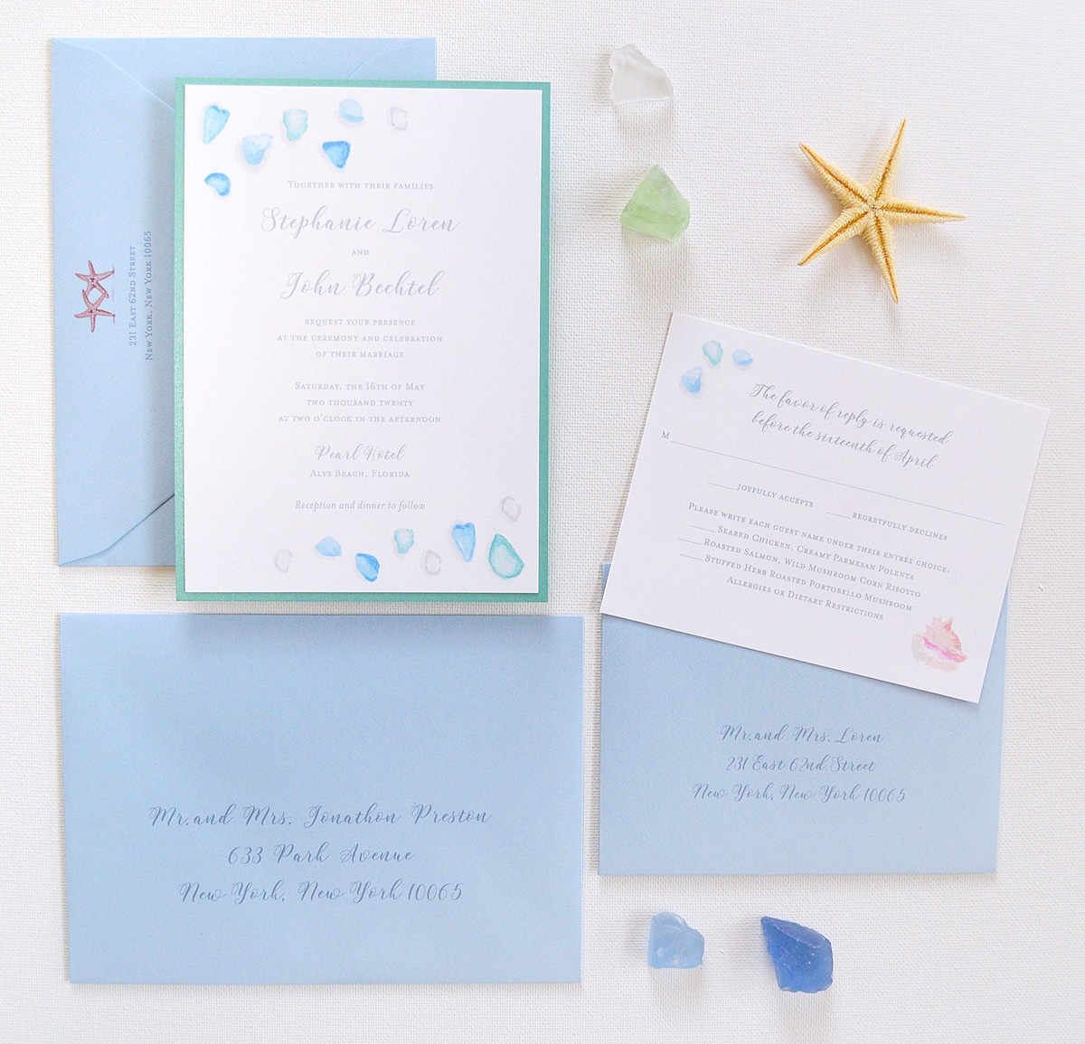1200x1155 Watercolor Sea Glass Invitation Suite Custom Watercolor