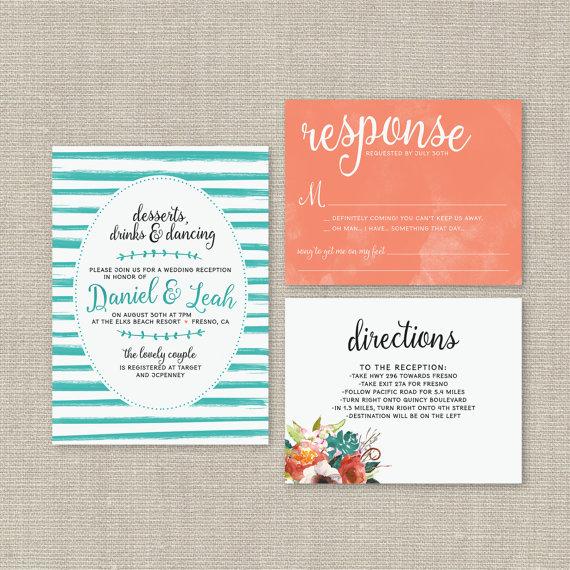 570x570 Watercolor Wedding Invitation Suite Deposit, Diy, Rustic, Chic