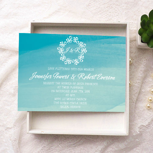 500x500 Summer Scuba Blue Beach Watercolor Wedding Invitations Ewi373 As