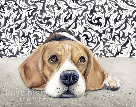 570x448 Beagle Watercolor Painting Animal Art Beagle Painting Etsy