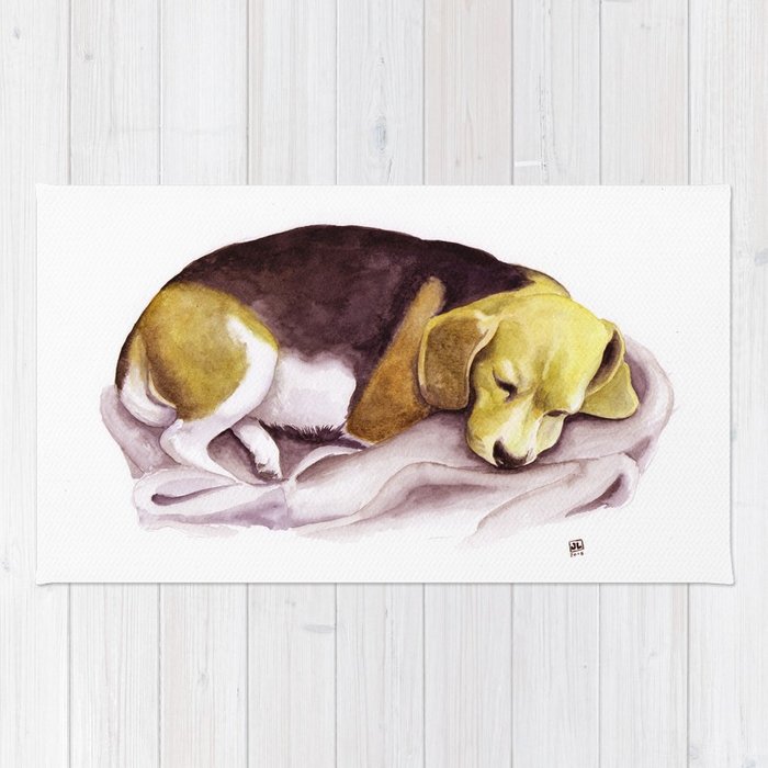 700x700 Beagle Watercolor Painting Rug By Juanlara Society6