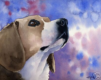 400x317 Beagle Art Print Watercolor Painting 11 X 14 Signed By Artist Dj