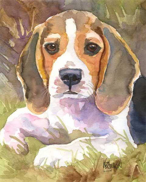 480x600 Beagle Art Print Of Original Watercolor Painting, Beagle Poster