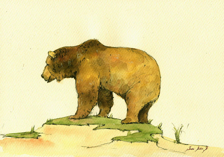 900x632 Grizzly Bear Watercolor Painting Painting By Juan Bosco