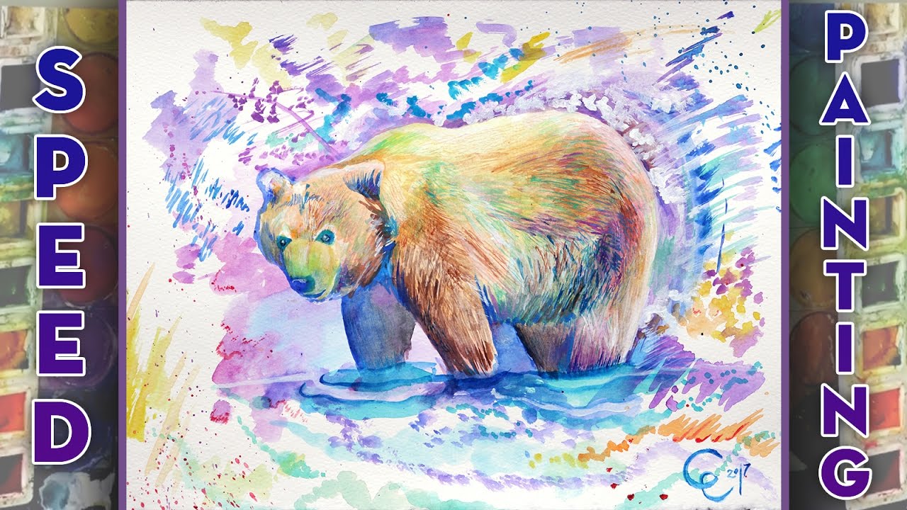1280x720 Vibrant Watercolor Bear