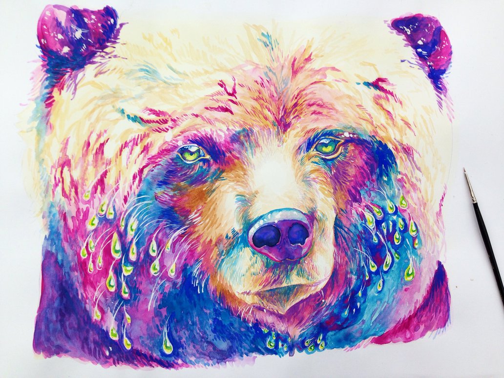 1032x774 Watercolor Bear By Pepperoonie