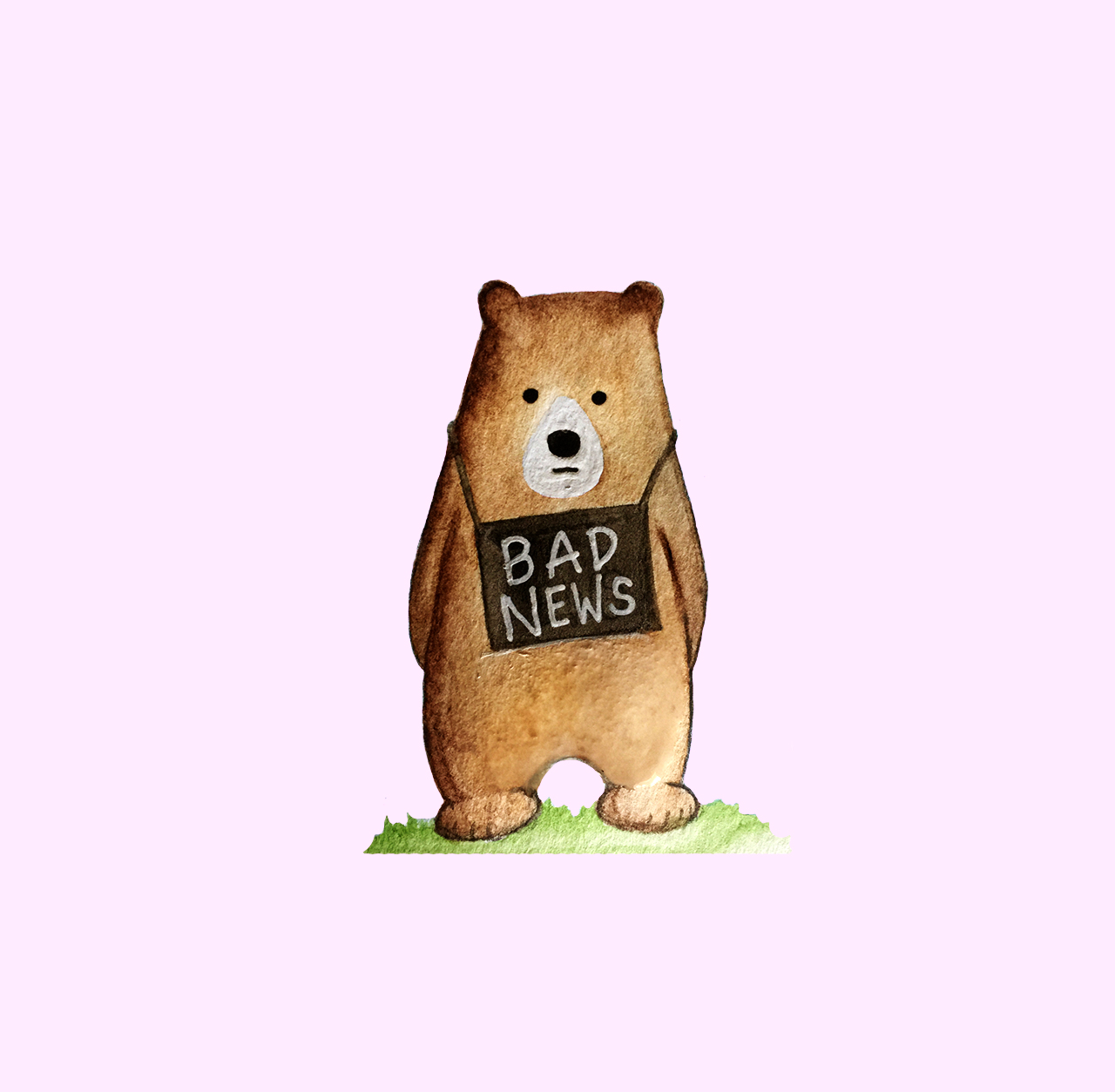 1280x1254 Watercolor Bear Of Bad News, Watercolordigital, 1280x1254 Art