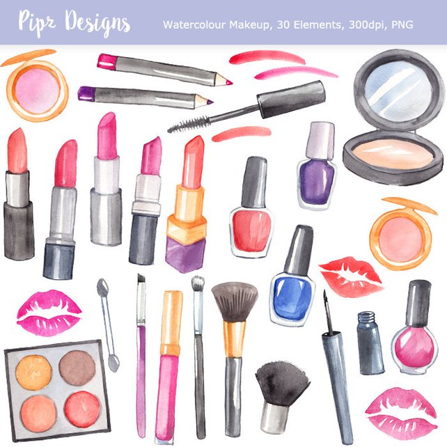 642x642 Watercolor Makeup Clipart Beauty Planner Make Up Clip Art Etsy
