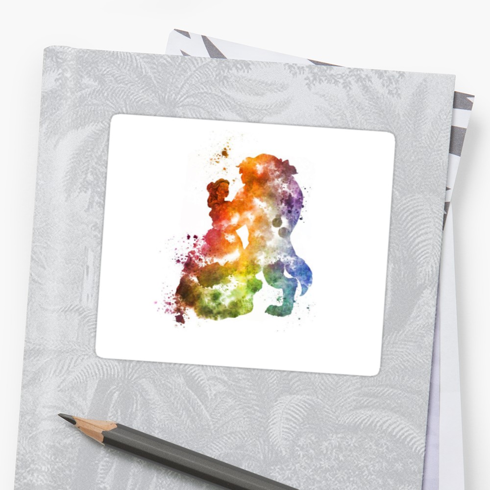 1000x1000 Beauty Amp The Beast Watercolour Design Stickers By Charlielowlowe