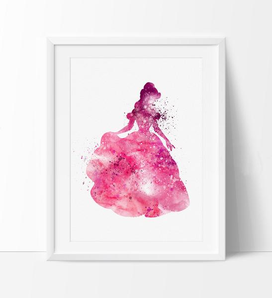 547x600 Beauty And The Beast Belle, Watercolor Nursery Art, Disney