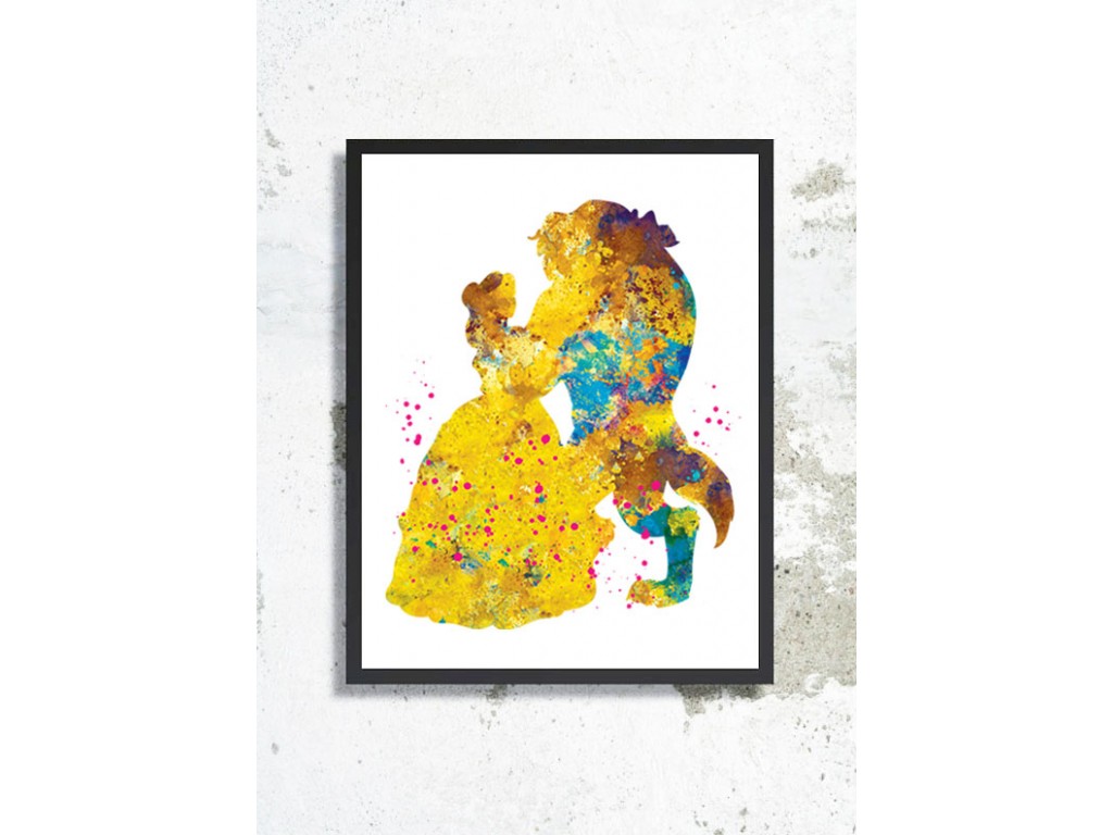 1024x768 Beauty And The Beast Watercolor Art Print Disney Princess Belle