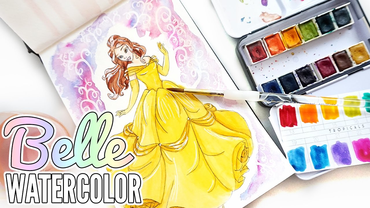 1280x720 Belle (Beauty Amp The Beast) Watercolor Diy Coloring Book