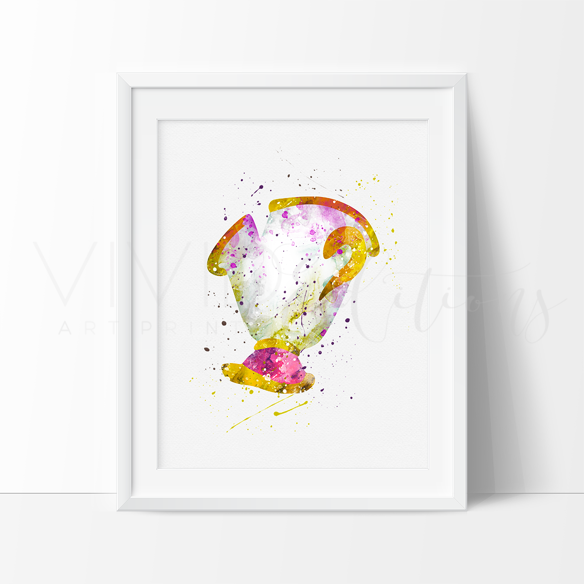 1200x1200 Chip, Beauty And The Beast Watercolor Art