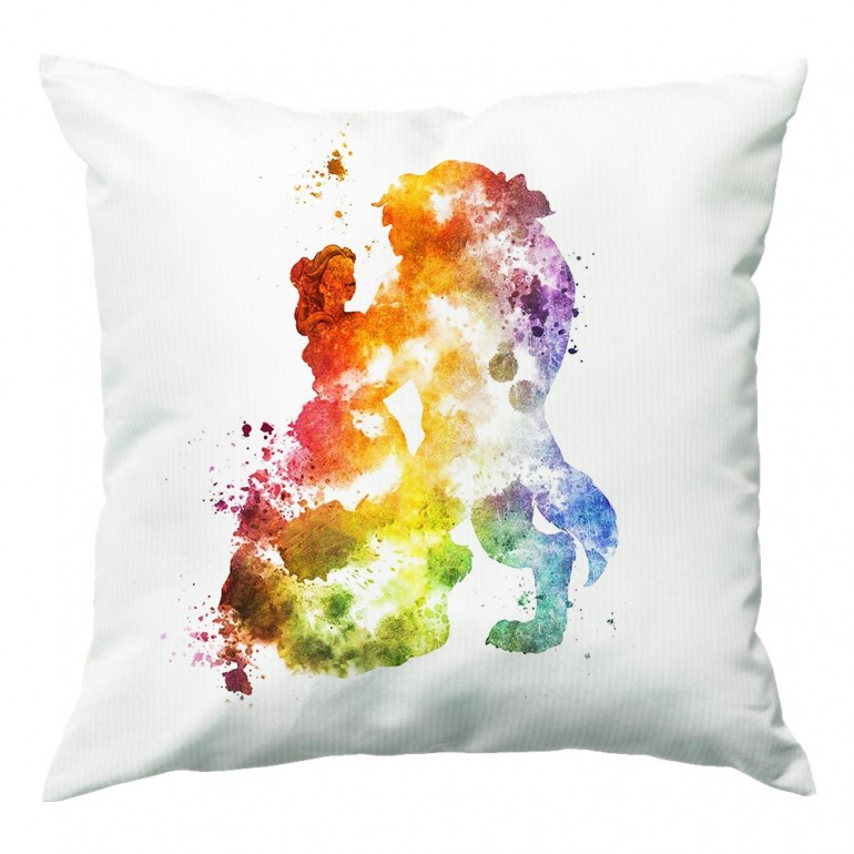 770x770 Watercolour Beauty And The Beast Disney Cushion