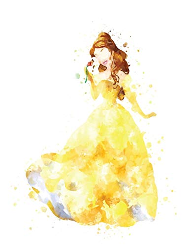 386x500 Watercolor Beauty And The Beast Belle Home Print