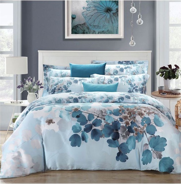 630x640 Home Textile Super Soft 100% Tencel Fabric Watercolor Bedding Set