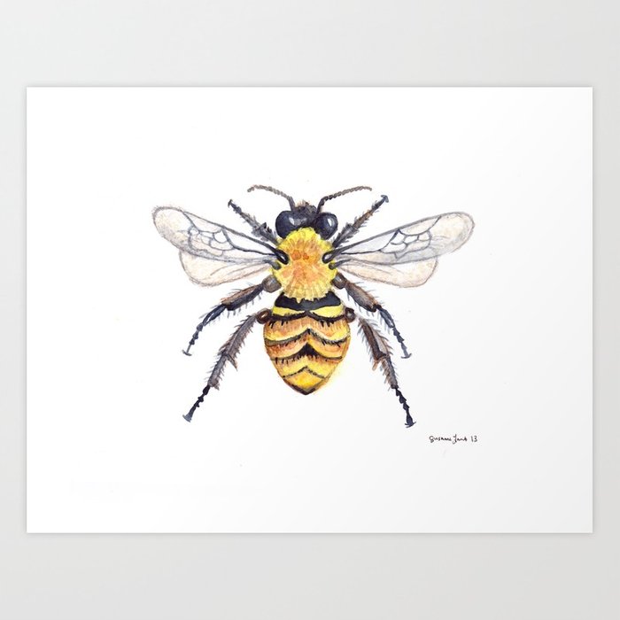 700x700 Watercolor Bee Art Print By Susannelamb Society6