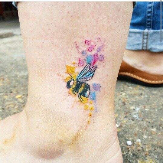 539x539 Tiny Bee. Watercolor Tattoo By Joanne Baker Watercolor Tattoos
