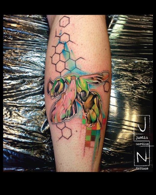 520x650 Watercolor Bee By Justin Nordine Perfect Tattoo Artists