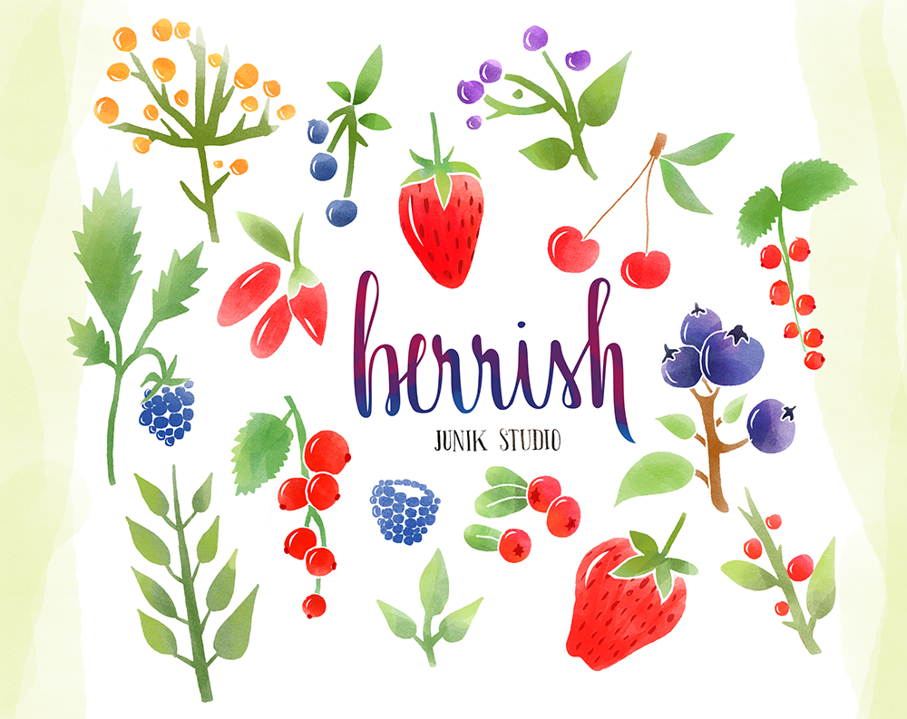 Watercolor Berries