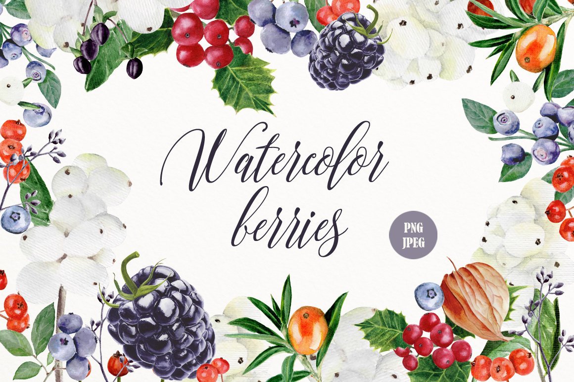 1160x772 Summer Berry Clip Art Watercolor Clipart Watercolor Etsy