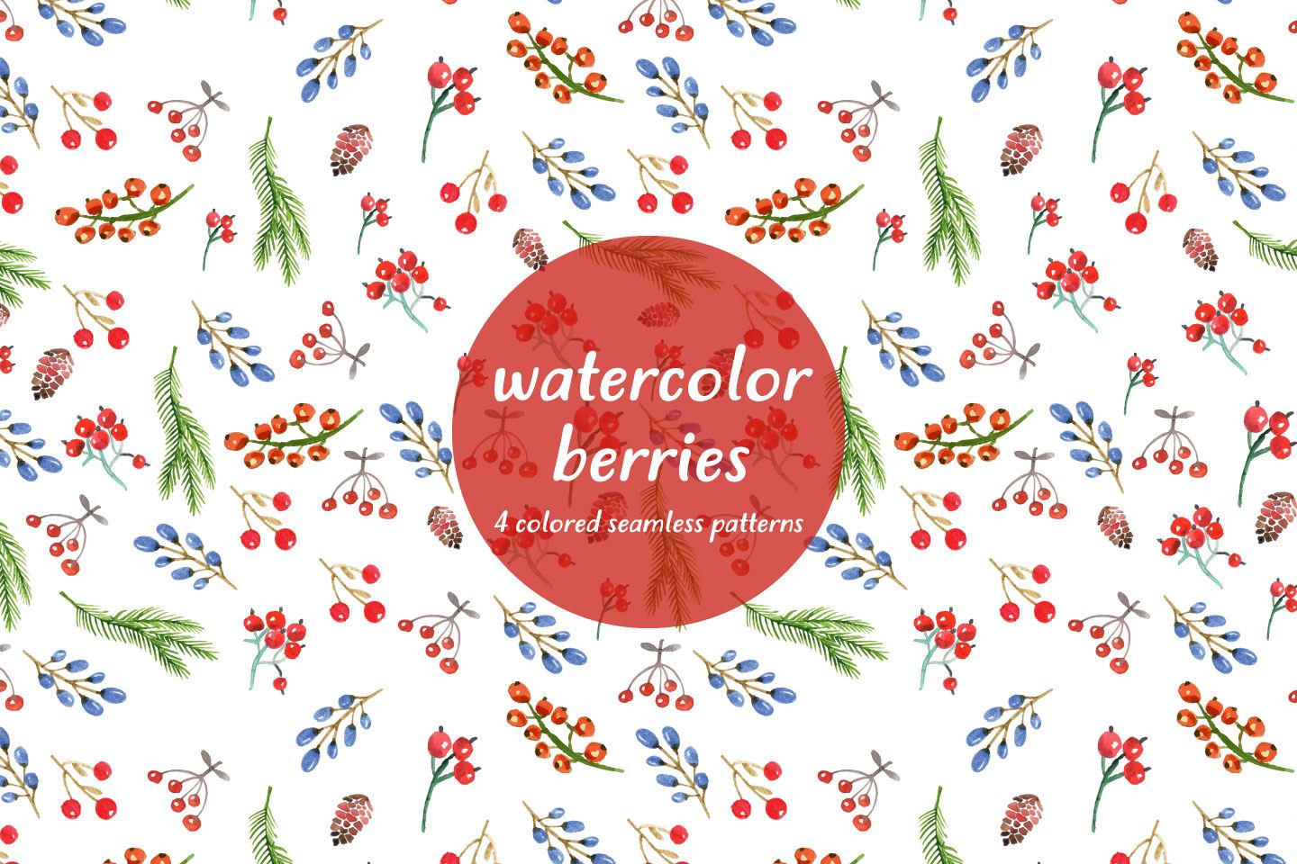 1440x960 Watercolor Berries Vector Seamless Free Pattern