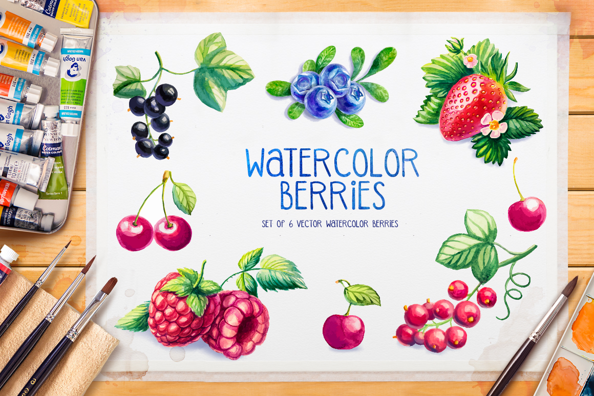 1160x774 Watercolor Berries