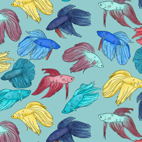 470x470 Watercolor Betta Fish On Light Blue Wallpaper
