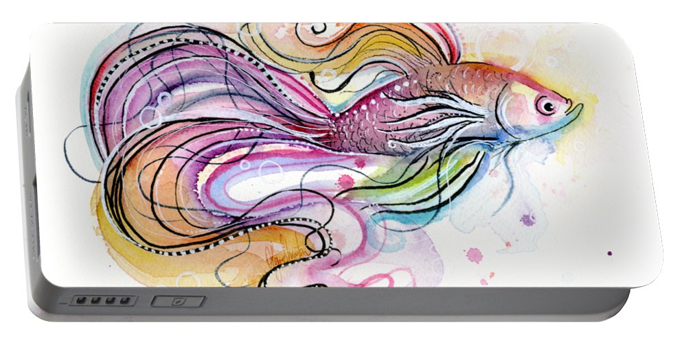 993x500 Betta Fish Watercolor Portable Battery Charger For Sale By Olga