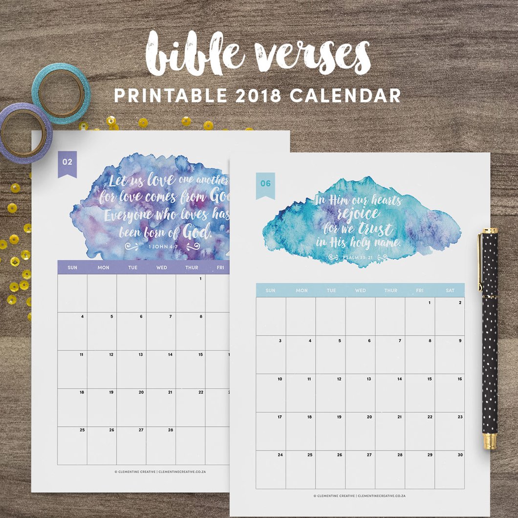 1060x1060 Printable 2018 Monthly Calendar